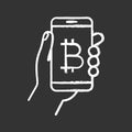 Bitcoin digital wallet chalk icon