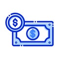 Bitcoin, dollar, commodity money, cash fully editable vector icons