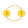 Bitcoin dollar exchange. Royalty Free Stock Photo