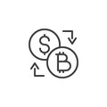 Bitcoin dollar exchange outline icon