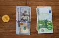 Bitcoin dollars and euro.