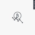 Bitcoin drop, linear style sign for mobile concept and web design