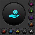 Bitcoin earnings dark push buttons with color icons