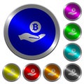 Bitcoin earnings luminous coin-like round color buttons