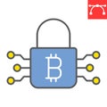 Bitcoin encryption color line icon, cryptocurrency and protection, bitcoin padlock vector icon, vector graphics