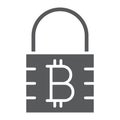 Bitcoin encryption glyph icon, money and finance,