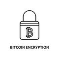 bitcoin encryption icon with name. Element of crypto currency for mobile concept and web apps. Thin line bitcoin encryption icon