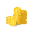 Bitcoin Ethereum cryptocurrency stack. 3d Golden coins