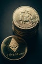 Bitcoin and Ethereum digital cryptocurrency