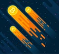 Bitcoin, Ethereum, Ripple Crypto currency grow up to space rocket increase digital currency. Bitcoin increase Lift in a