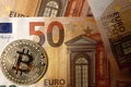 Bitcoin and euro Royalty Free Stock Photo