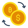 Bitcoin exchange, bitcoin, coins, dollar fully editable vector icons Royalty Free Stock Photo