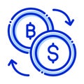 Bitcoin exchange, bitcoin, coins, dollar fully editable vector icons Royalty Free Stock Photo