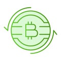 Bitcoin exchange flat icon. Cryptocurrency green icons in trendy flat style. Bitcoin with arrows gradient style design