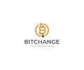 Bitcoin Exchange Logo Template. Cryptocurrency Line Vector Design