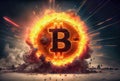 Bitcoin explosion in a fireball