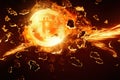 Bitcoin explosion in a fireball