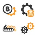Bitcoin Factory Vector Icon Set Royalty Free Stock Photo