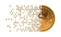 Bitcoin Falling Apart To Digits Concept. Royalty Free Stock Photo