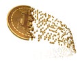 Bitcoin Falling Apart To Digits Royalty Free Stock Photo