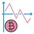 Bitcoin Falling Graph vector Cryptocurrency colored icon or sign