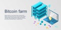 Bitcoin farm concept banner, isometric style Royalty Free Stock Photo