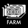 Bitcoin farm, video card solid icon. vector illustration isolated on black. glyph style design, designed for web and app Royalty Free Stock Photo