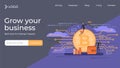 Bitcoin flat mini persons vector illustration landing page template design.