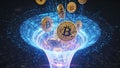 Bitcoin Flowing into Digital Vortex Royalty Free Stock Photo