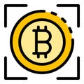 Bitcoin focus icon vector flat