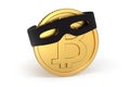 Bitcoin fraud - a bitcoin with a thugs mask Royalty Free Stock Photo