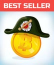 Bitcoin in french Napoleon tricorn hat. Bitcoin. Digital currency. Crypto currency. Money and finance symbol. Miner bit