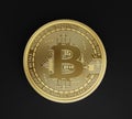 Bitcoin, Front View, Mockup Template, Banking Concept, Cryptocurrency, 3d Rendered isolated on Dark background Royalty Free Stock Photo