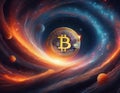 A Bitcoin Cosmos Forming in the Heart of a Dark Vortex Royalty Free Stock Photo
