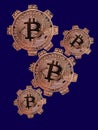 Bitcoin gear wheels Royalty Free Stock Photo