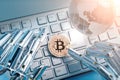 Bitcoin with Global Concept Royalty Free Stock Photo