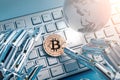 Bitcoin with Global Concept Royalty Free Stock Photo