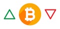 Bitcoin goes up or down, editable vector illustration