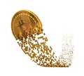 Bitcoin Goes Up After A Fall And Falling Apart To Digits Royalty Free Stock Photo