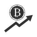 Bitcoin goes up icon