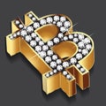 Bitcoin gold bling bling diamonds symbol icon logo vector design Royalty Free Stock Photo
