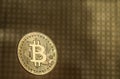 Bitcoin gold coin on abstract fantasy background. Royalty Free Stock Photo