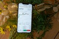 Bitcoin gold coin - crypto chart on a smartphone - cryptocurrency concept candlestick chart - Bull market trend