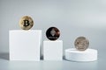 Bitcoin gold coin and defocused chart background Royalty Free Stock Photo