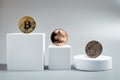 Bitcoin gold coin and defocused chart background Royalty Free Stock Photo