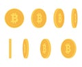 Bitcoin gold coin at different angles for animation vector set Royalty Free Stock Photo