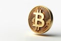 Bitcoin gold coin on a light background. Space for text. Royalty Free Stock Photo
