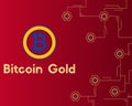 Bitcoin gold cryptocurrency on red background