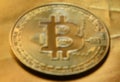 bitcoin gold rectangular banner background blurred