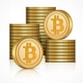 Bitcoin golden coins stack